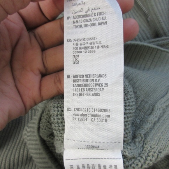 Abercrombie & Fitch Sweater Men XL Green Cotton Knit 1/4 Zip Ribbed NEW 594 - Picture 4 of 9